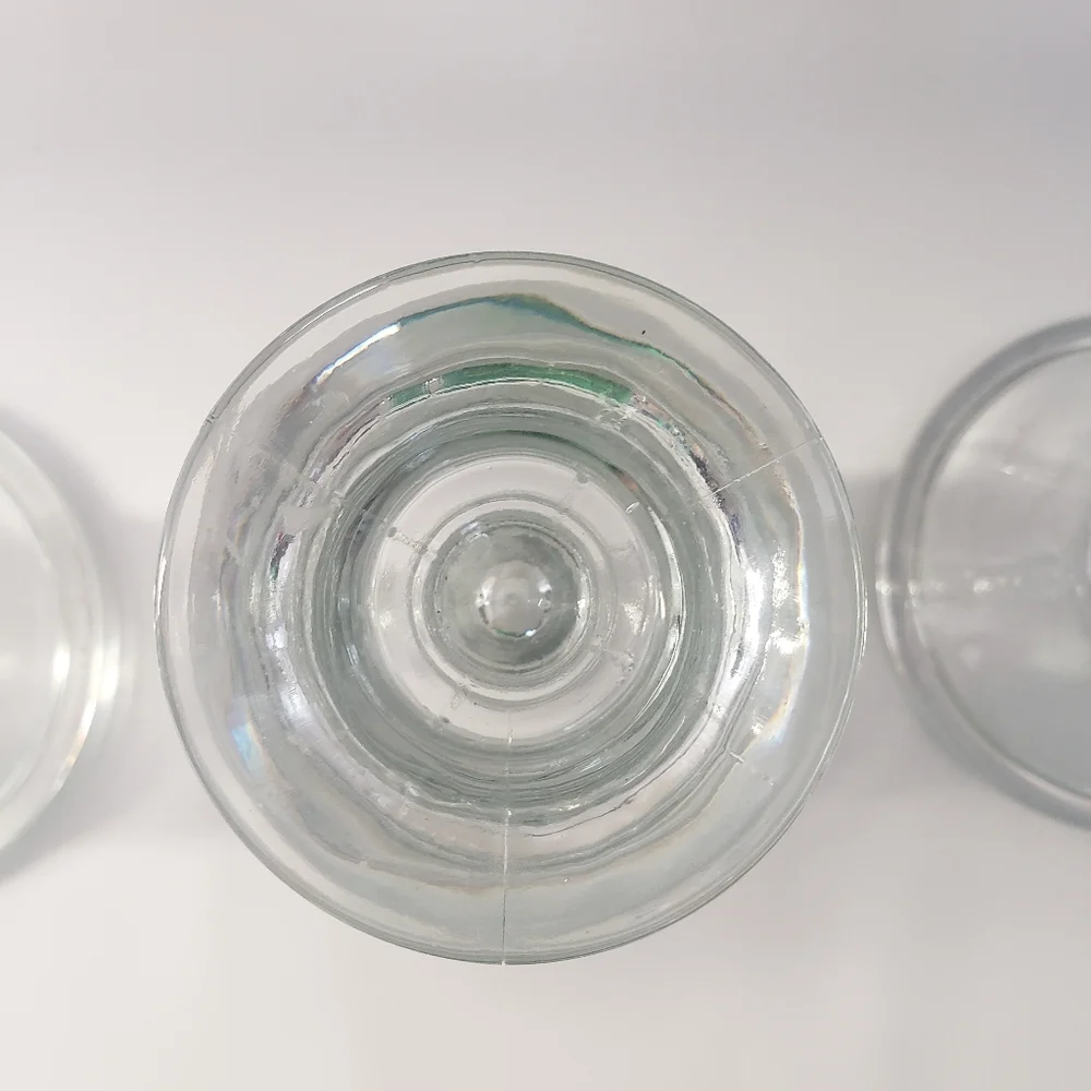 Vintage Leaded Clear Glass Taper Candle Holder Set Of 3
